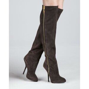 PREOWNED GIUSEPPE ZANNOTTI CELEBRITY OWNED BLACK SUEDE OVER THE KNEE BOOT SZ 9.5